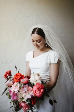 Simple V-neck Short Sleeve White Mermaid Charming Long Cheap Wedding Dresses, WDS0030