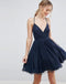 Navy Halter Blue Cheap Homecoming Dresses Under 100, CM404