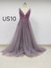 Grape Tulle Long Cheap Prom Dresses With Beaded_US10, SO020
