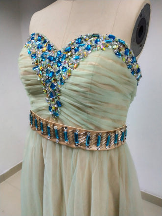 Sweetheart Long Cheap Tulle Prom Dresses With Beaded_US8, SO027