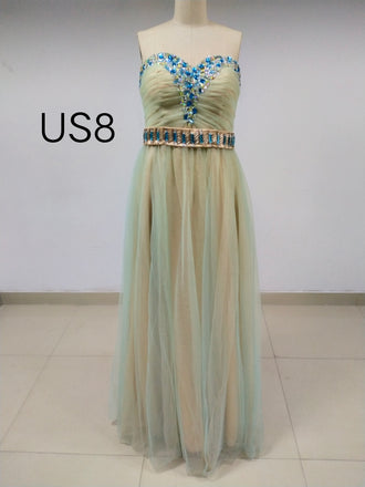 Sweetheart Long Cheap Tulle Prom Dresses With Beaded_US8, SO027