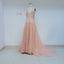 Pink Long Cheap Tulle Prom Dresses With Handmade Flower_US6, SO029