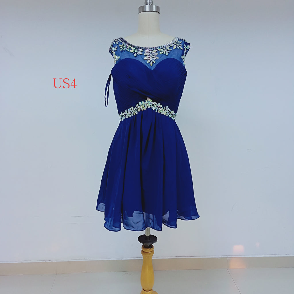 Royal Blue Chiffon Homecoming Dresses With Beaded_US4, SO032