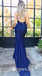 Sexy Lace Spaghetti Straps V-Neck Sleeveless Open Back Mermaid Long Prom Dresses,PDS0564