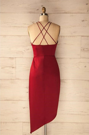 Hot selling Spaghetti Straps V-neck Simple Cheap Red Homecoming Dresses, TYP1108