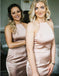 Blush Pink Stain Halter Strap Backless Cheap Long Bridesmaid Dresses Online, TYP0995
