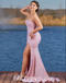 Sexy Pink Sequin Sweeetheart Sleeveless Side Slit Mermiad Long Prom Dresses,PDS0633