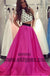 Gown Evening Dresses, Fuchsia Evening Dresses, Long Prom Dresses With Dots Sleeveless Halter, TYP0461