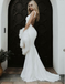 Mermaid Long Spaghetti Straps Low Cut Backless Lace Wedding Dresses, TYP1321