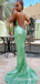Sexy Charming Sequin Halter Criss Cross Mermaid Long Prom Dresses ,PDS0370