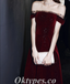 Elegant Velvet Off Shoulder Sleeveless Lace Up Back A-Line Long Prom Dresses ,PDS0693