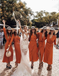 Shift V-Neck Long Cheap Orange Chiffon Bridesmaid Dresses with Long Sleeves, TYP1320