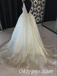 Sexy Charming Tulle Spaghetti Straps V-Neck Open Back A-Line Long Wedding Dresses,WDS0128