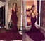 Claret Long Mermaid Prom Dresses, Deep V-neck Prom Dresses, Backless Prom Dresses, Sexy Evening Dresses, TYP0291