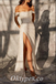Shiny Ivory Off Shoulder Side Slit Mermaid Long Prom Dresses/Evening Dresses,PDS0477