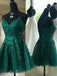Charming V-neck Green Lace A-line Cheap Short Homecoming Dresses, HDS0017