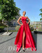Sexy Satin Sweetheart Sleeveless Side Slit A-Line Long Prom Dresses With Belt, PDS0906