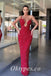 Sexy Red Sequin Sweetheart V-Neck Sleeveless Sheath Long Prom Dresses,PDS0755