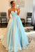 Simple Shiny Satin Sweetheart V-Neck A-Line Long Prom Dresses,PDS0733