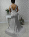 Elegant Scalloped-Edge Sweep Train Sheath Silver Bridesmaid Dress Lace Top with Bow Sash, TYP0934