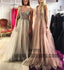 Sequins Beading Long Prom Dresses V-Neck Tulle A-Line Evening Formal Dresses, TYP0405