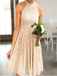 Halter Short Pearl Pink Lace Junior Homecoming Dresses Online with Pearls,TYP0971