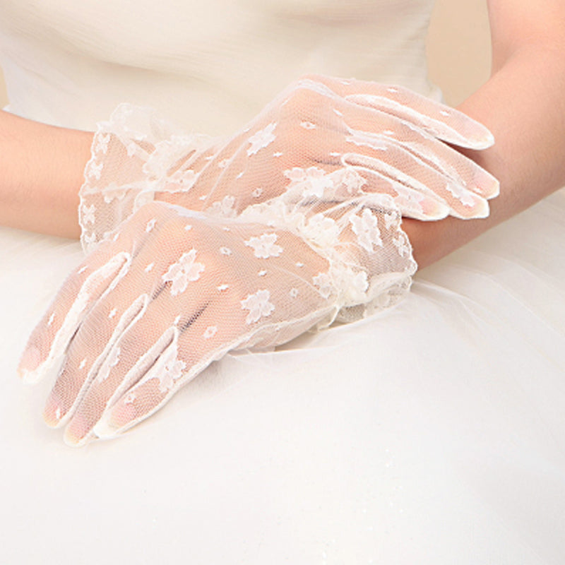 White Bridal Lace Wedding Gloves, Handmade Gloves, Lovely Gloves, TYP0550