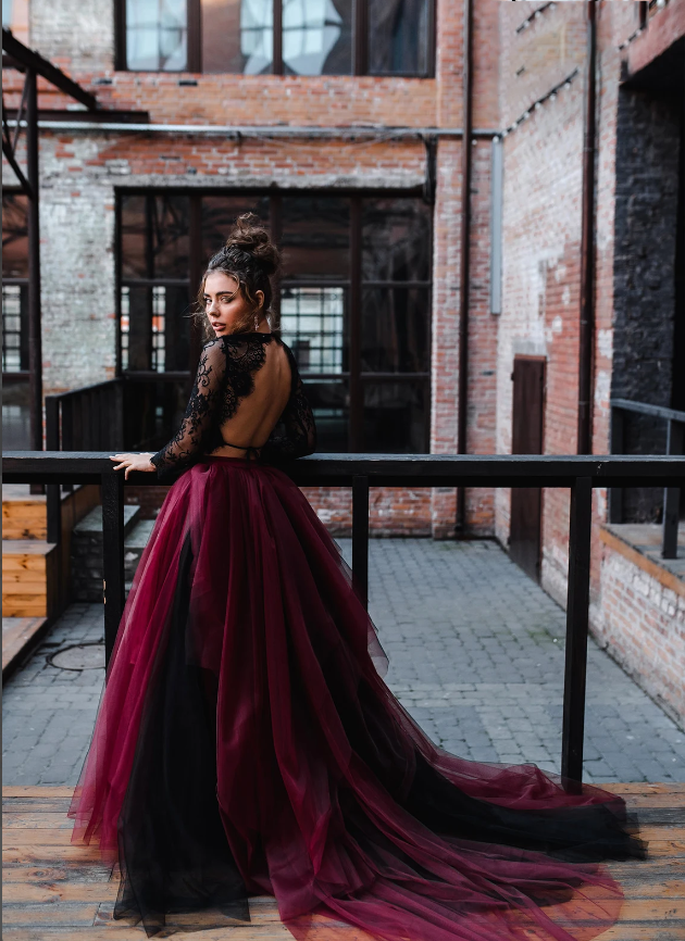 Black and burgundy dress sales