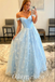 Elegant Satin Tulle And Satin Off Shoulder V-Neck Sleeveless Lace Up A-Line Long Prom Dresses With Applique,PDS0663