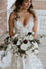 Charming V-neck Lace Mermaid Long Cheap Wedding Dresses, WDS0017