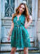 Newest Charming Cute Sheath Deep V Neck Turquoise Lace Short Cheap Homecoming Dresses, TYP2035