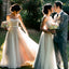 A-line Bateau Sweep/Brush Train Sleeveless Tulle Wedding Dresses, TYP1487