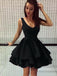 Cheap Short Simple V Neck Black Homecoming Dresses Online, TYP0801