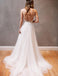 Stylish Halter Criss-Cross Straps Long White Wedding Dresses with Beading Lace, TYP1040