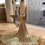 Charming Sequin Off Shoulder V-Neck Long Sleeve Side Slit Mermaid Long Prom Dresses,PDS0392