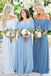 Off the Shoulder Mismatched Bridesmaid Dresses Blue Fitted Bridesmaid Dress, Bridesmaid Dresses, TYP0321