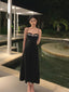 Elegant Black Soft Satin Spaghetti Straps Long Homecoming Dresses, HDS0070