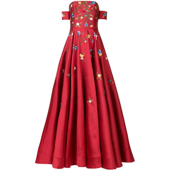 A-line Red Off Shoulder Beautiful Flower Appliques Prom Dresses, Fashion Dress For Woman, TYP1165