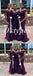 Sexy Off Shoulder V-Neck Soft Satin Sleeveless Mermaid Floor Length Bridesmaid Dresss, BDS0268