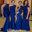 Sexy Royal Blue Soft Satin One Shoulder Mermaid Floor Length Bridesmaid Dresss, BDS0261