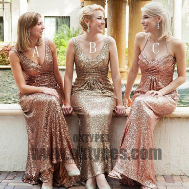Long Floor Length Bridesmaid Dresses, Sequin Bridesmaid Dresses, Charming Bridesmaid Dresses, TYP0353