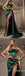 Gorgeous Satin Spaghetti Straps Dark Green Prom Dress Long With Slit,PDS0330