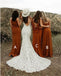 Mismatched Satin Spaghetti Straps Beautiful Bridesmaid Dresses With Slit , BDS0180