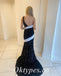 Sexy Black And White Sequin One Shoulder Sleeveless Mermaid Long Prom Dresses,PDS0818
