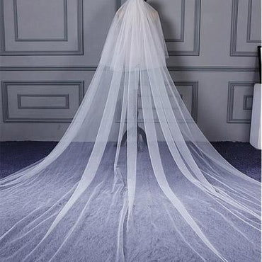 Simple Delicate Double Layer Tulle Ivory Wedding Veil , WV0117