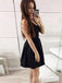 A-Line V-neck Backless Simple Cheap Black Homecoming Dresses Online, TYP1103
