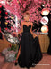 A Line Sweetheart Spaghetti Straps Black Beading Prom Dresses with Split, TYP1723