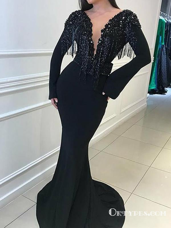 LUIZA | Women's Black Long Sleeve Diamond Backless Midi Dresses – MYKRISTI