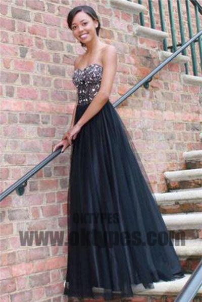 Long Top Beaded Tulle Prom Dresses, Backless Lace Up Prom Dresses, Prom Dresses, TYP0583