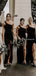 Charming One-Shoulder Black Jersey Side Slit Mermaid Long Cheap Bridesmaid Dresses, BDS0013